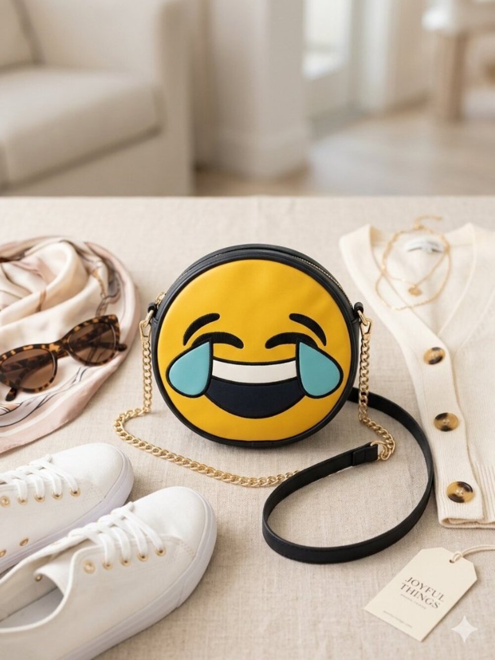 Olivia Miller Face with Tears of Joy Emoji Crossbody Bag